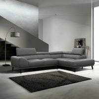 Tuscany 2 Seater Leather Sofa Lounge RHF Chaise Mid Grey