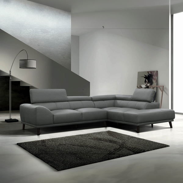 Tuscany 2 Seater Leather Sofa Lounge RHF Chaise Mid Grey