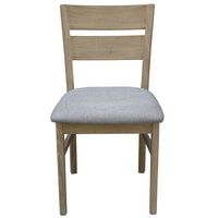 Tyler 2pc Set Dining Chair Fabric Seat Solid Acacia Timber Wood Brushed Smoke