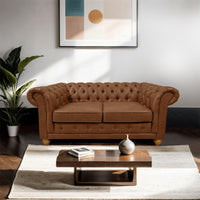 Winston 2 Seater Chesterfield Fabric Sofa Tan