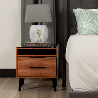 Thelma 2 Drawers Bedside Table Mango Oak