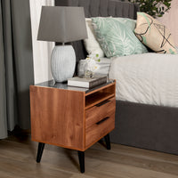 Thelma 2 Drawers Bedside Table Mango Oak