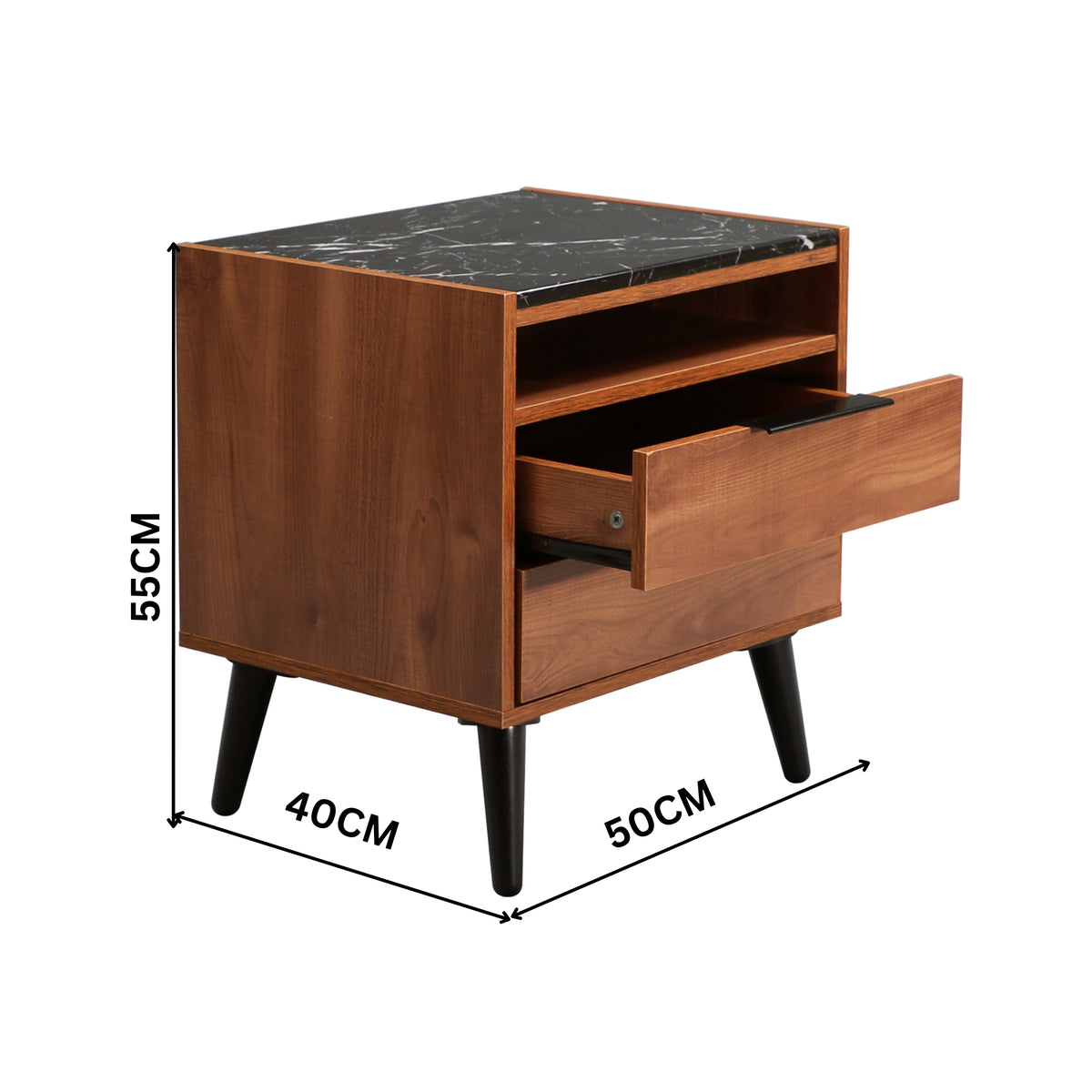Thelma 2 Drawers Bedside Table Mango Oak