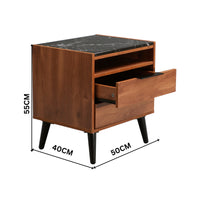 Thelma 2 Drawers Bedside Table Mango Oak