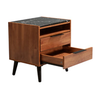 Thelma 2 Drawers Bedside Table Mango Oak