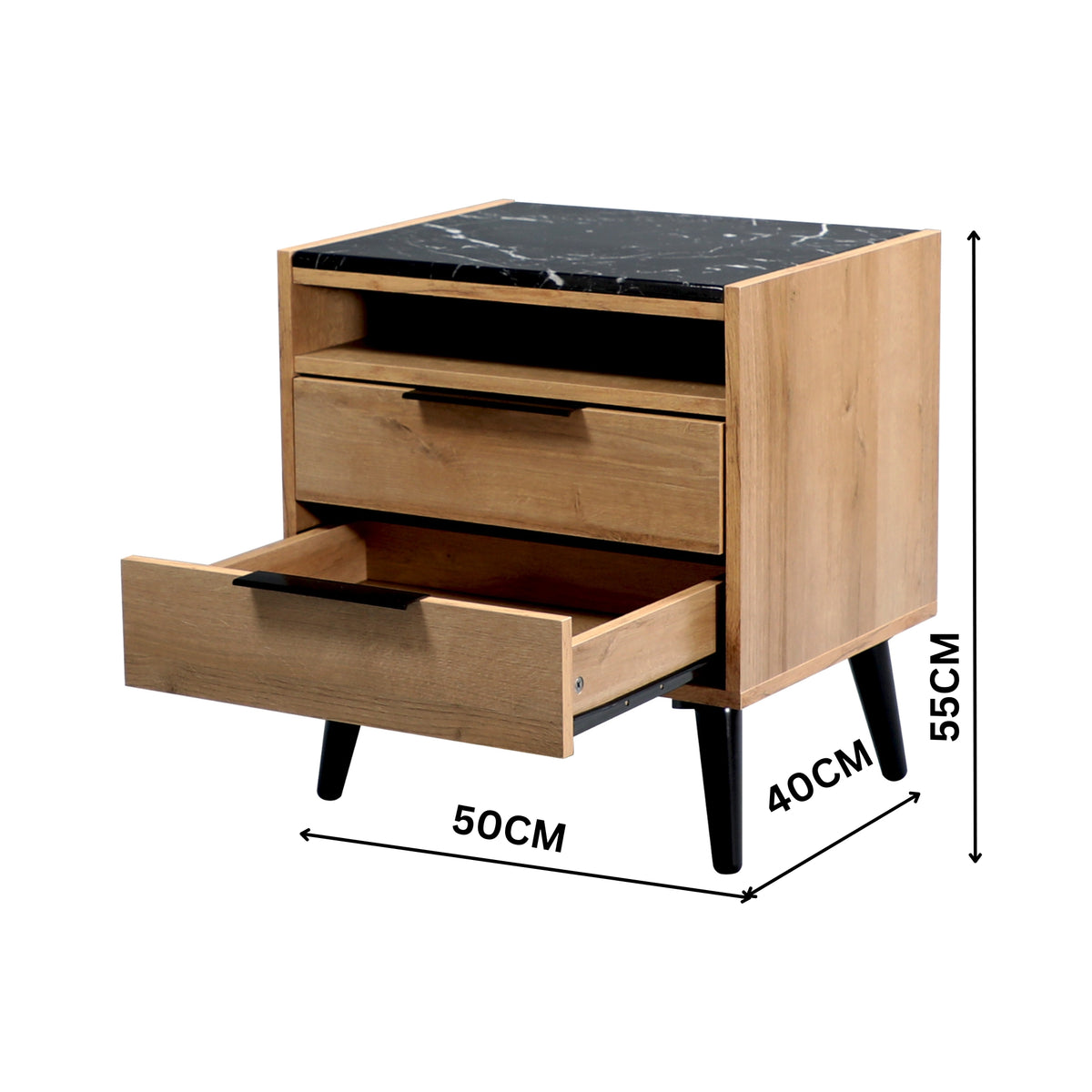 Thelma 2 Drawers Bedside Table Riviera Oak