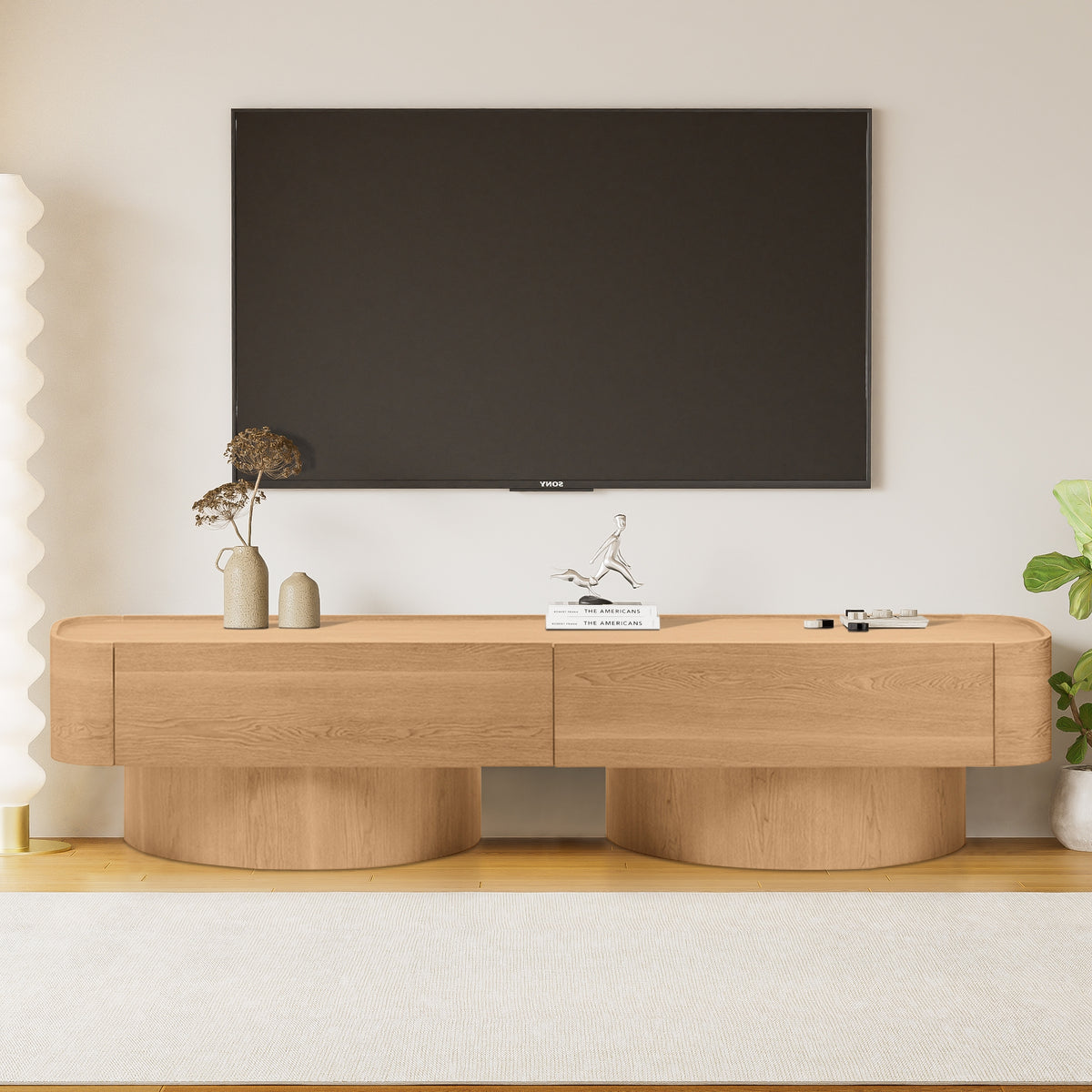 Gidon   220cm 2 Drawers ETU Entertainment TV Unit Natural