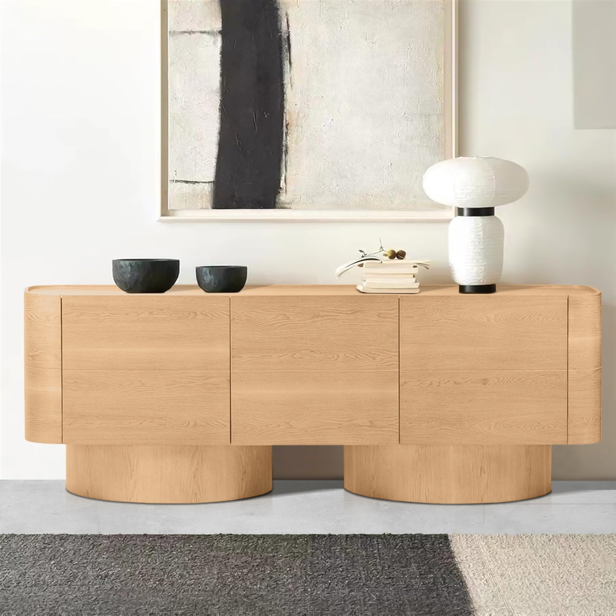 Gidon 220cm 4 Door Buffet Table Storage Unit Natrual