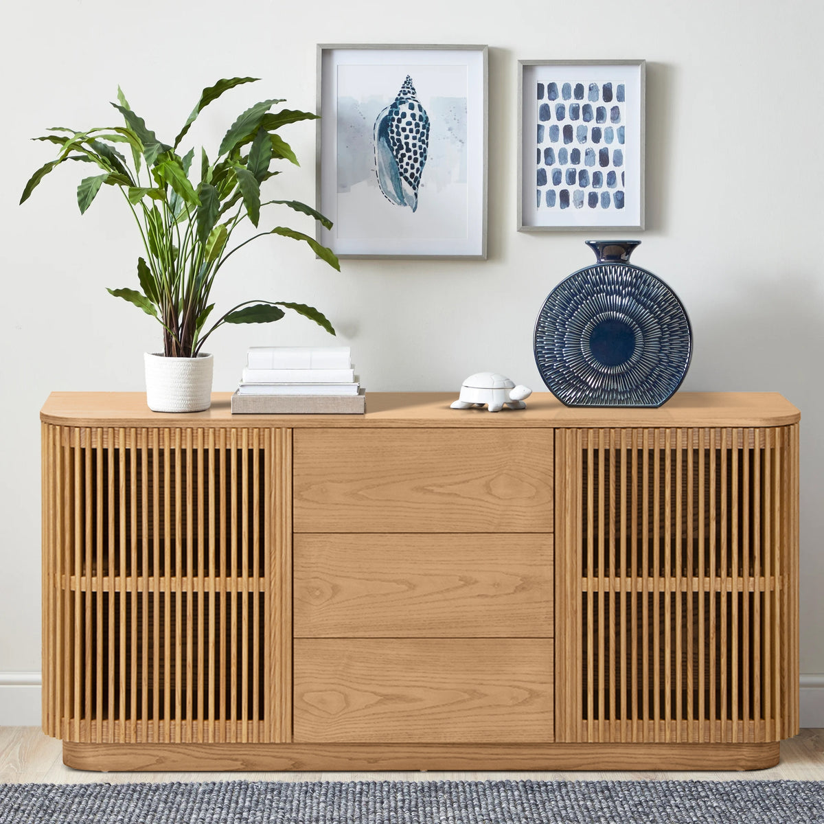 Tahlia 160cm Sideboard Modern 2 Door 3 Drawer Storage Cabinet Unit Natural