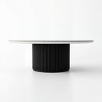 Valen 110cm Flute Round Coffee Table Ceramic Stone Top Black