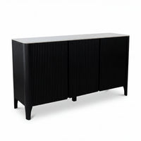 Valen 150cm Flute Buffet Table Ceramic Stone Top Black