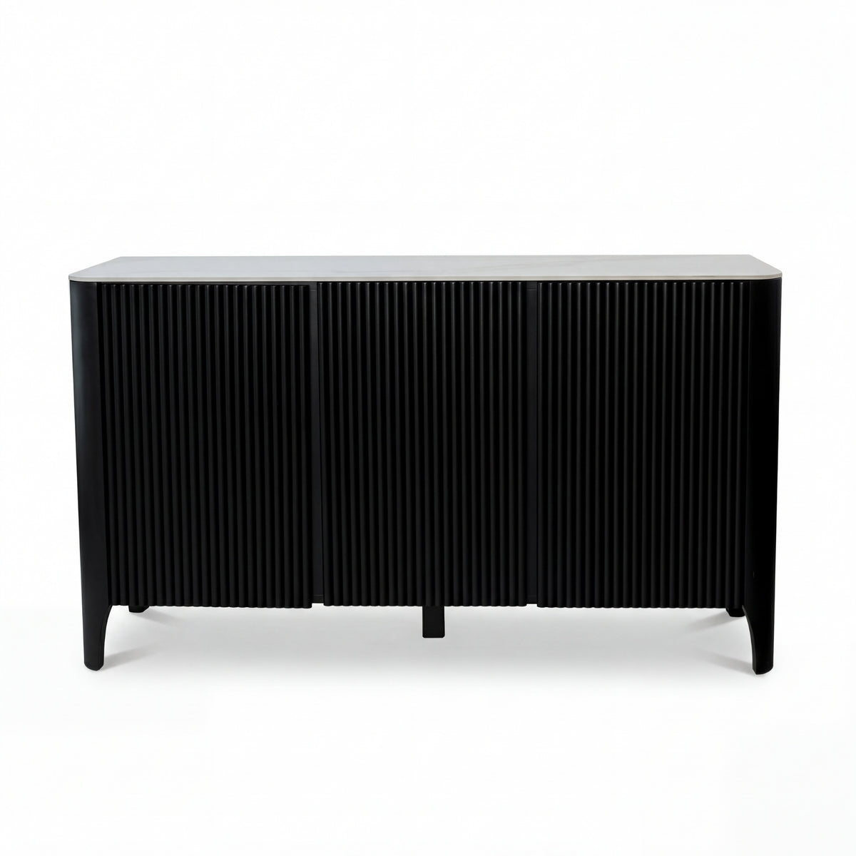 Valen 150cm Flute Buffet Table Ceramic Stone Top Black