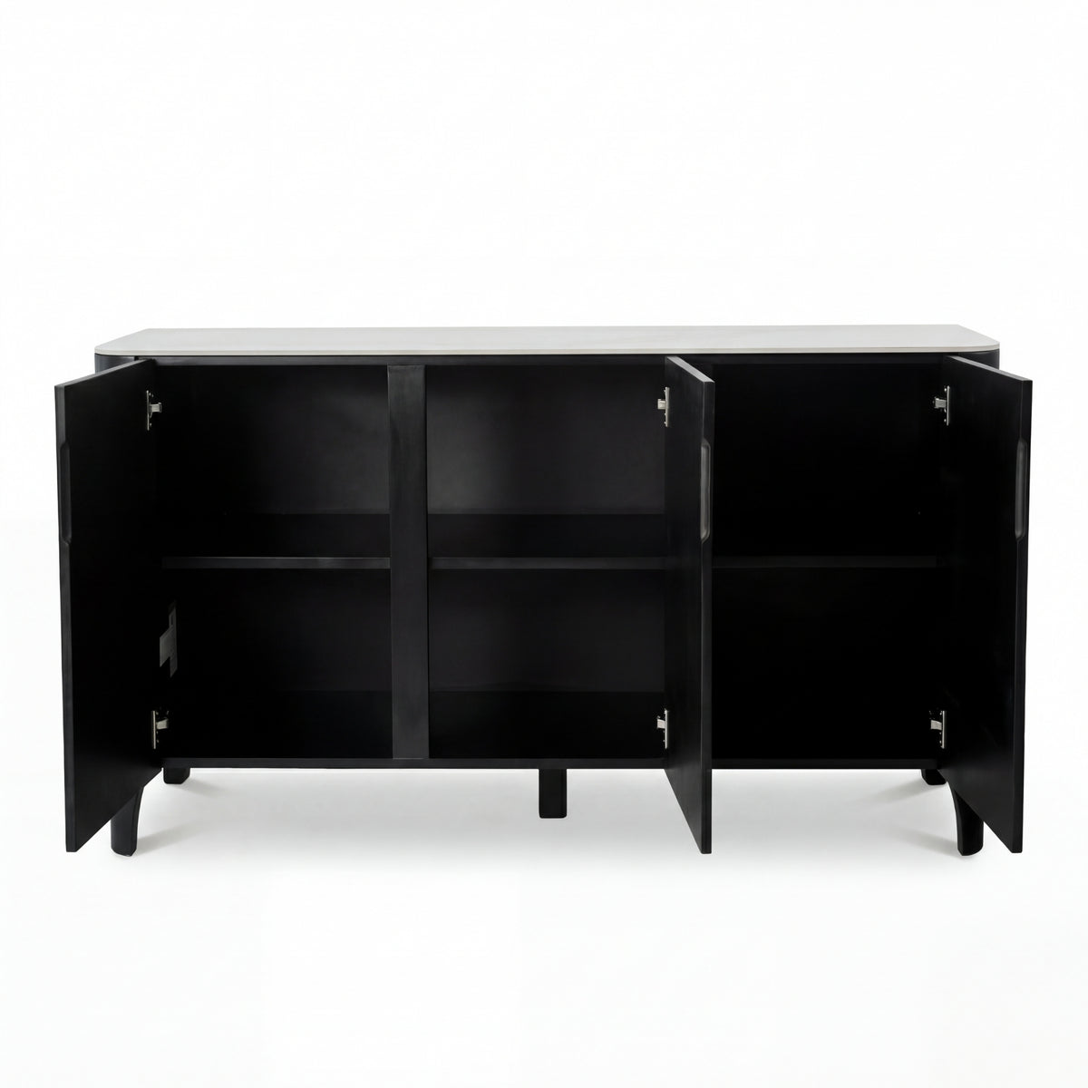 Valen 150cm Flute Buffet Table Ceramic Stone Top Black