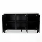 Valen 150cm Flute Buffet Table Ceramic Stone Top Black