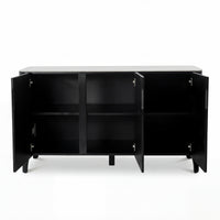 Valen 150cm Flute Buffet Table Ceramic Stone Top Black