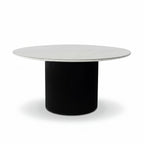Valen 150cm Flute Round Dining Table Ceramic Stone Top Black