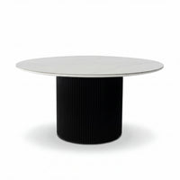 Valen 150cm Flute Round Dining Table Ceramic Stone Top Black