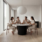 Valen 150cm Flute Round Dining Table Ceramic Stone Top Black