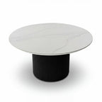 Valen 150cm Flute Round Dining Table Ceramic Stone Top Black