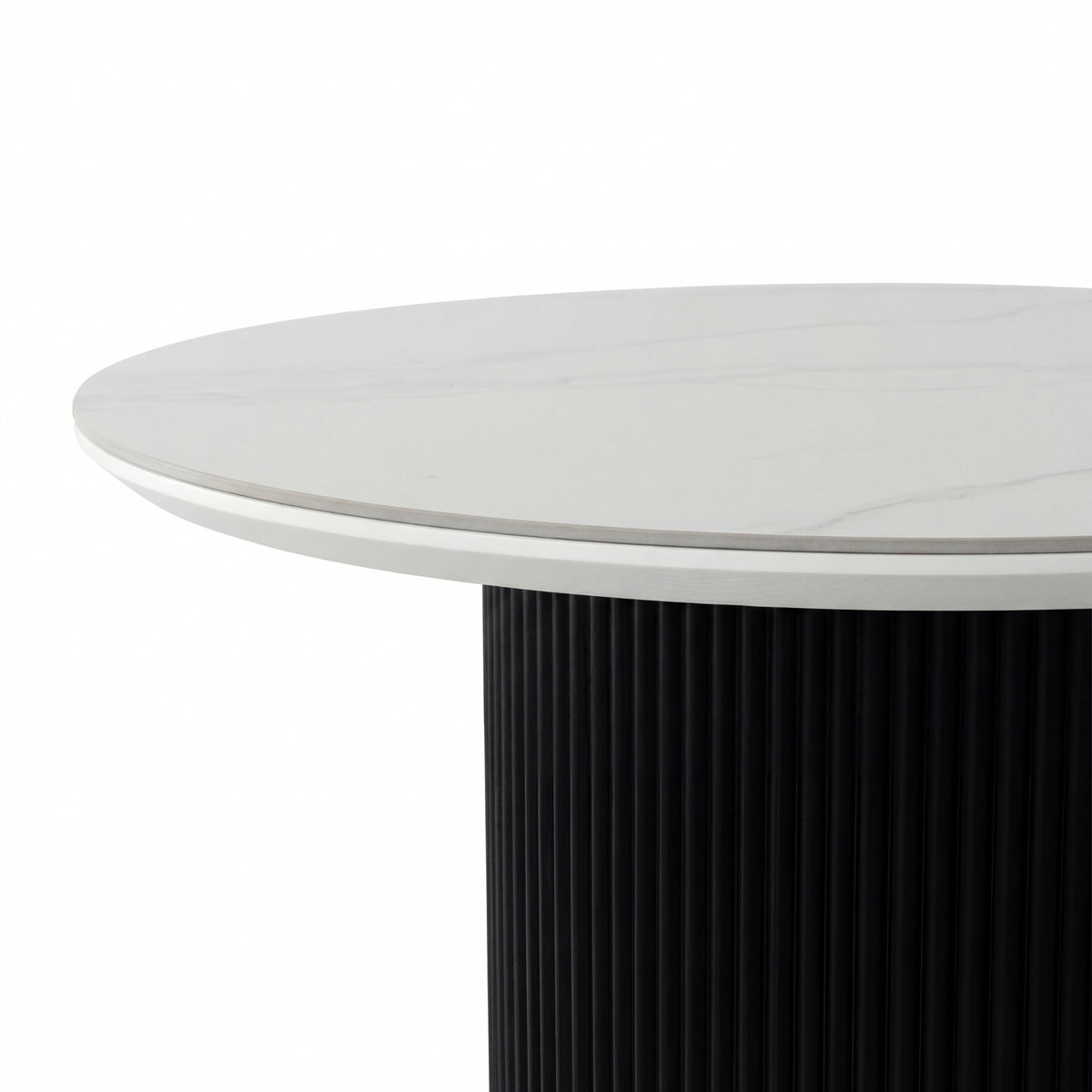 Valen 150cm Flute Round Dining Table Ceramic Stone Top Black