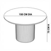 Valen 150cm Flute Round Dining Table Ceramic Stone Top Black