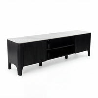 Valen 200cm Flute ETU Entertainment TV Unit Ceramic Stone Top Black