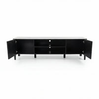Valen 200cm Flute ETU Entertainment TV Unit Ceramic Stone Top Black