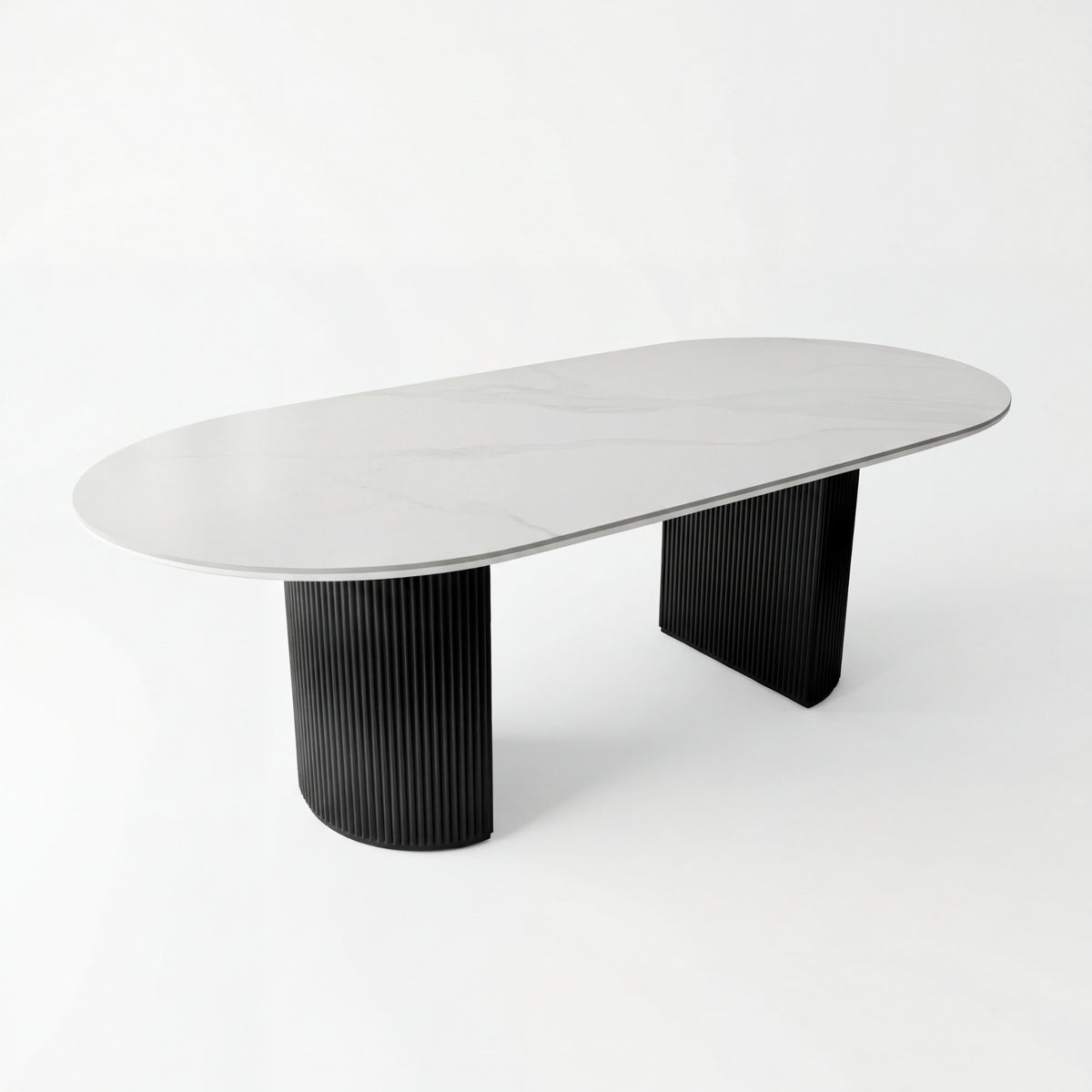 Valen 230cm Flute Dining Table Ceramic Stone Top Black
