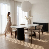 Valen 230cm Flute Dining Table Ceramic Stone Top Black