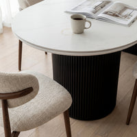 Valen 230cm Flute Dining Table Ceramic Stone Top Black