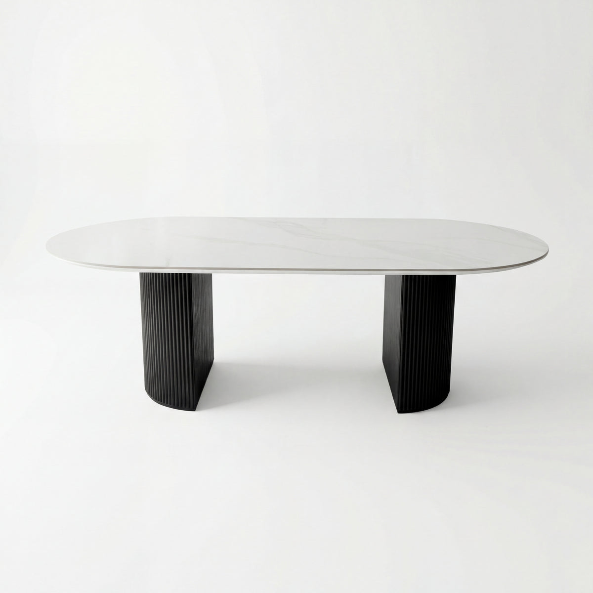 Valen 230cm Flute Dining Table Ceramic Stone Top Black