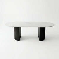 Valen 230cm Flute Dining Table Ceramic Stone Top Black