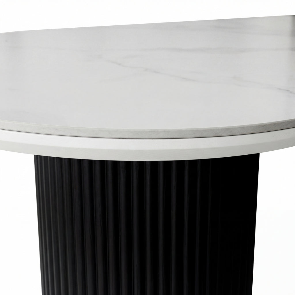 Valen 230cm Flute Dining Table Ceramic Stone Top Black