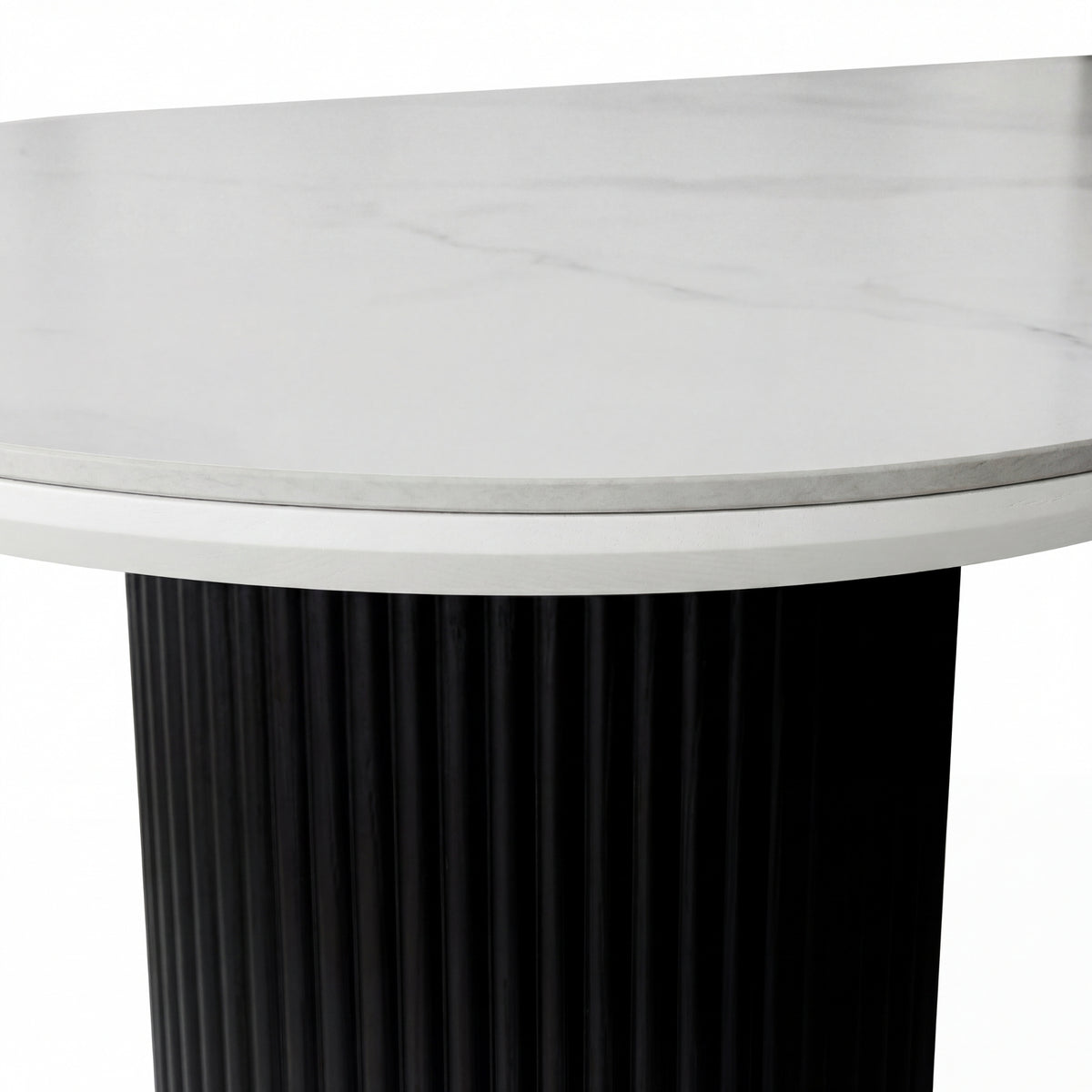 Valen 230cm Flute Dining Table Ceramic Stone Top Black