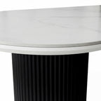 Valen 230cm Flute Dining Table Ceramic Stone Top Black
