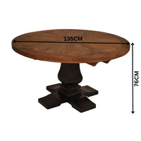 Valeria 135cm Round Dining Table Black Oak