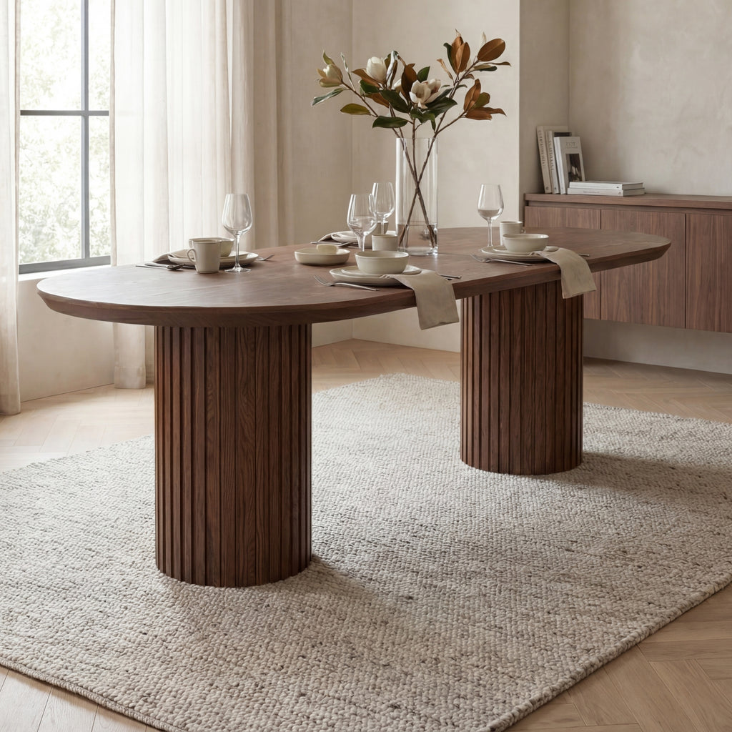 Vanessa 220cm Oval Dining Table Walnut