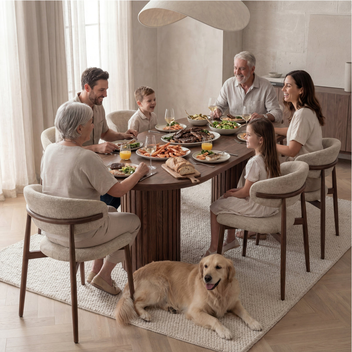 Vanessa 220cm Oval Dining Table Walnut