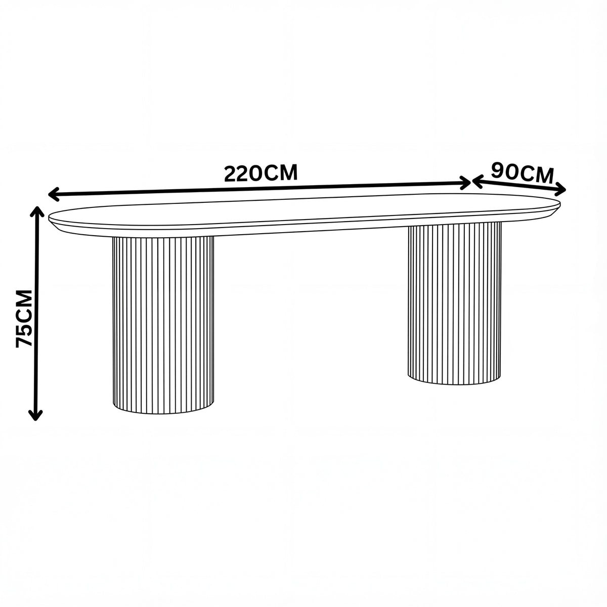 Vanessa 220cm Oval Dining Table Walnut