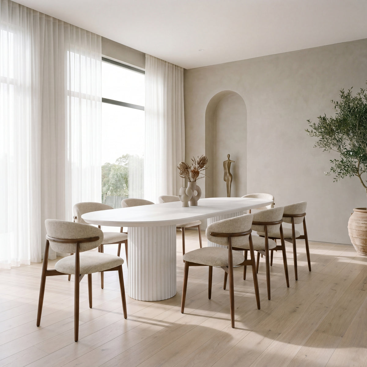Vanessa 250cm Oval Dining Table White