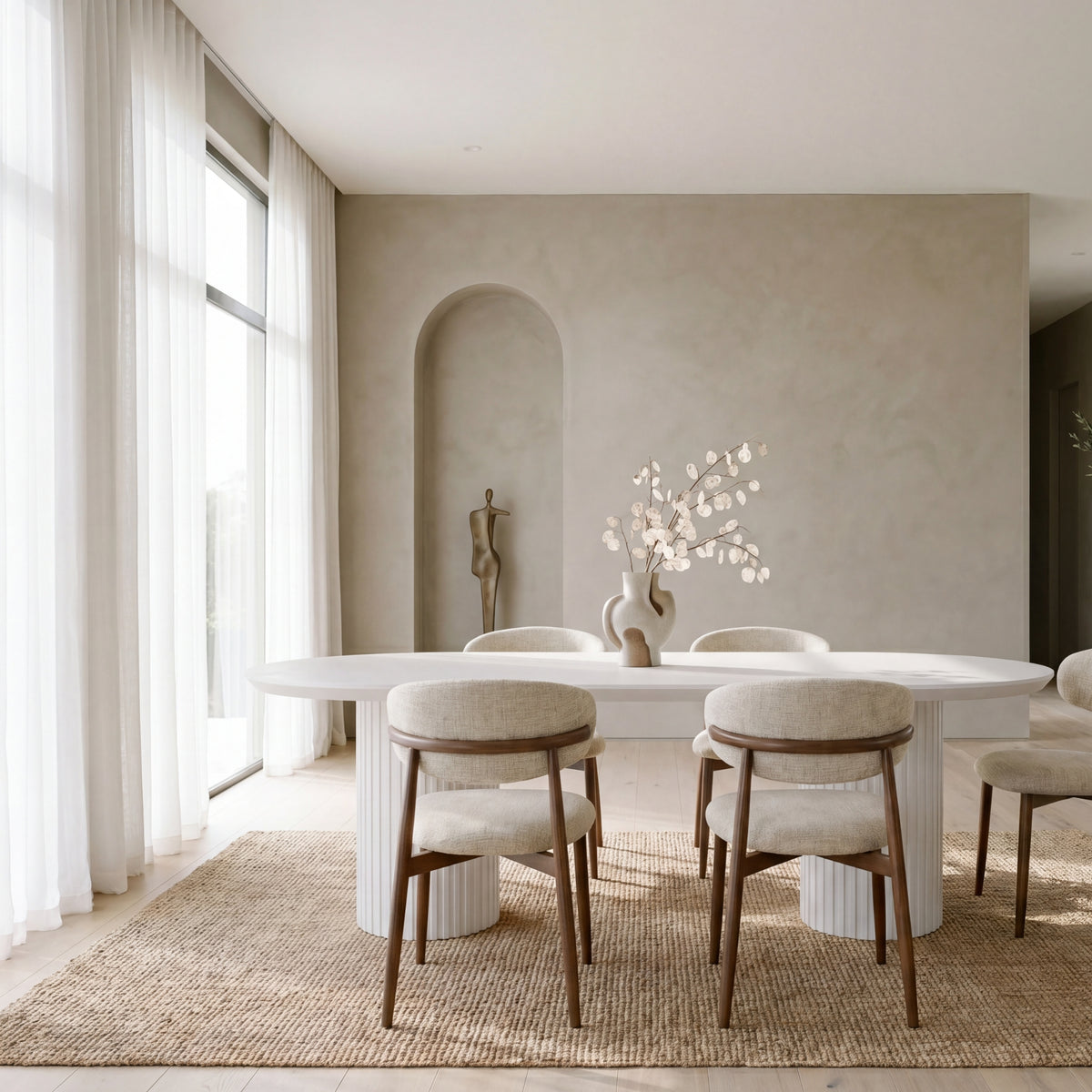 Vanessa 250cm Oval Dining Table White