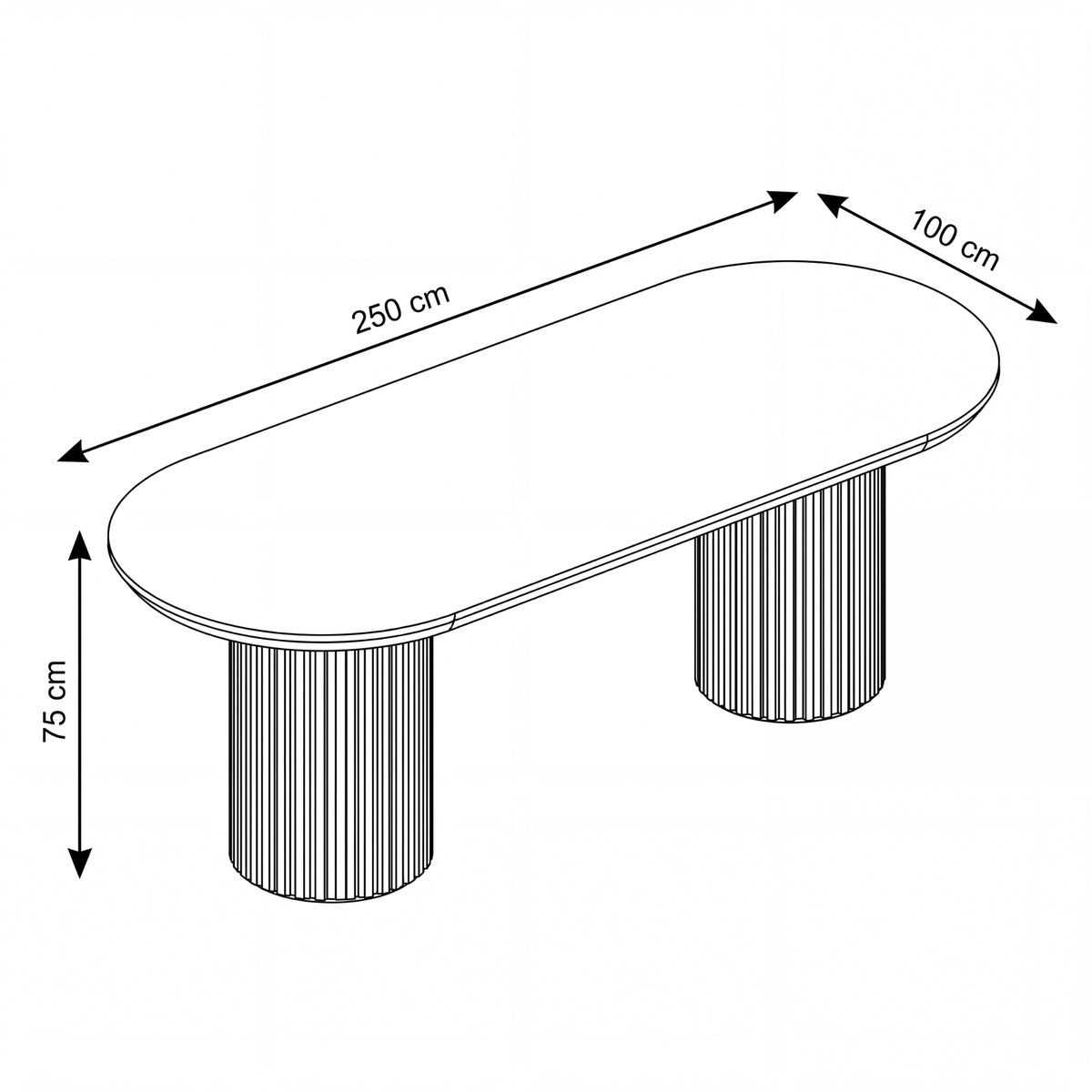 Vanessa 250cm Oval Dining Table White
