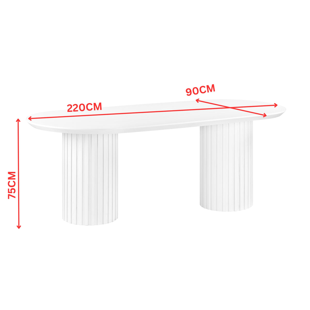 Vanessa Marty 220cm Oval Dining Table White