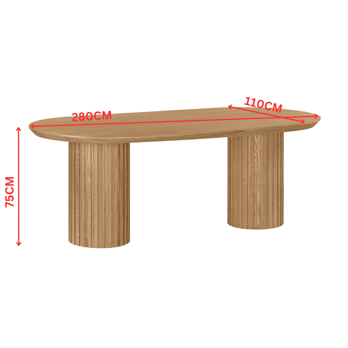 Vanessa Marty 280cm Oval Dining Table Natural