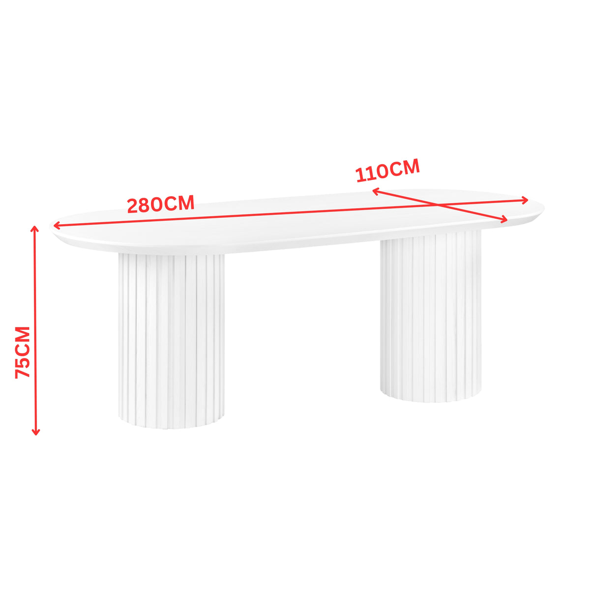Vanessa Marty 280cm Oval Dining Table White