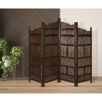 Vasco 4 Panel Room Divider Screen Privacy Shoji Timber Wood Stand - Burnt