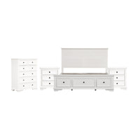 Venice 4pc King Size Set Bedroom Suite Bed Frame Bedside Table Tallboy  White