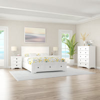 Venice 4pc King Size Set Bedroom Suite Bed Frame Bedside Table Tallboy  White