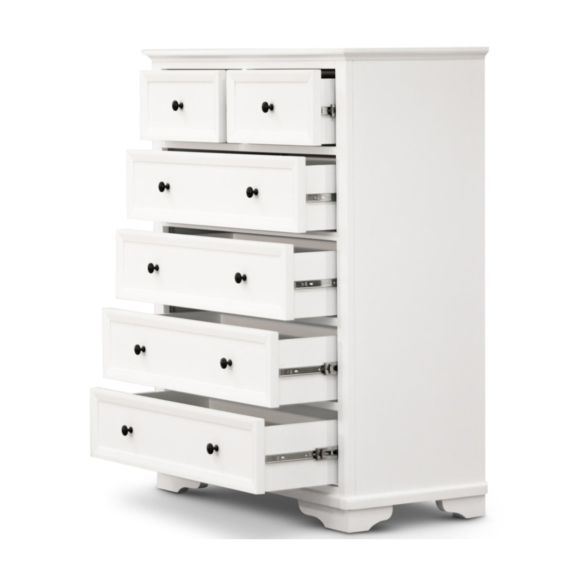 Venice 4pc King Size Set Bedroom Suite Bed Frame Bedside Table Tallboy  White