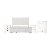 Venice 4pc Queen Size Set Bedroom Suite Bed Frame Bedside Table Tallboy  White